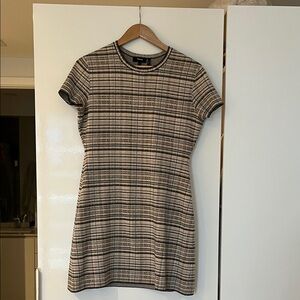 Theory Black and Cream Plaid Mini Dress